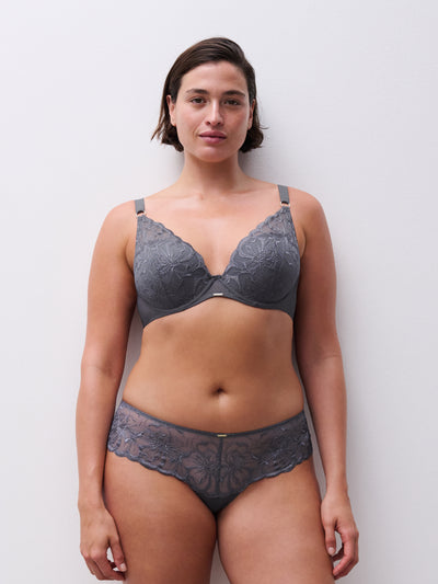 Chantelle Fleurs Plunge Underwire Bra Fancy grey