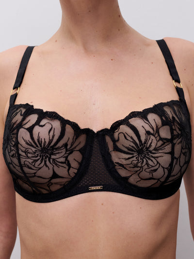 Chantelle Fleurs Half-Cup Balcony Bra Black