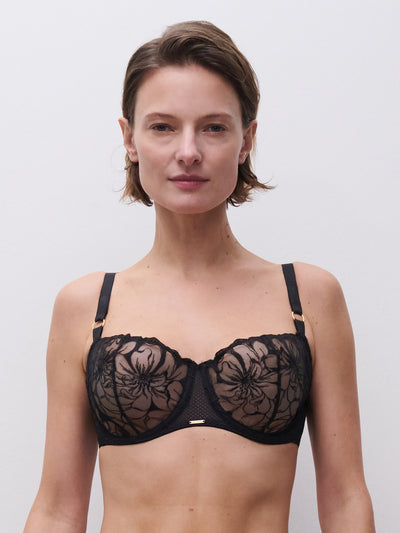 Chantelle Fleurs Half-Cup Balcony Bra Black