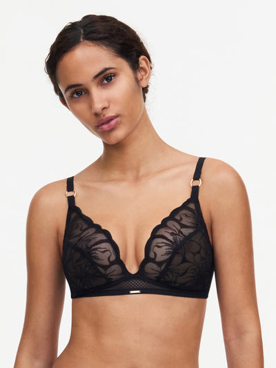 Chantelle Fleurs Wirefree Triangle Bra Black