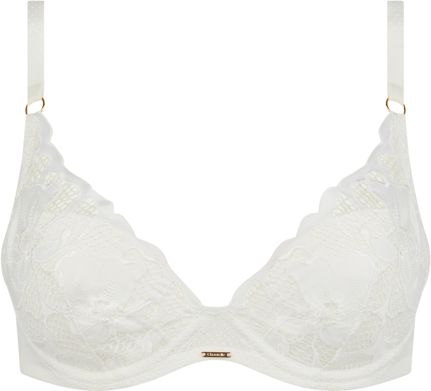Chantelle Fleurs Signature Plunge underwire bra Satin Milk