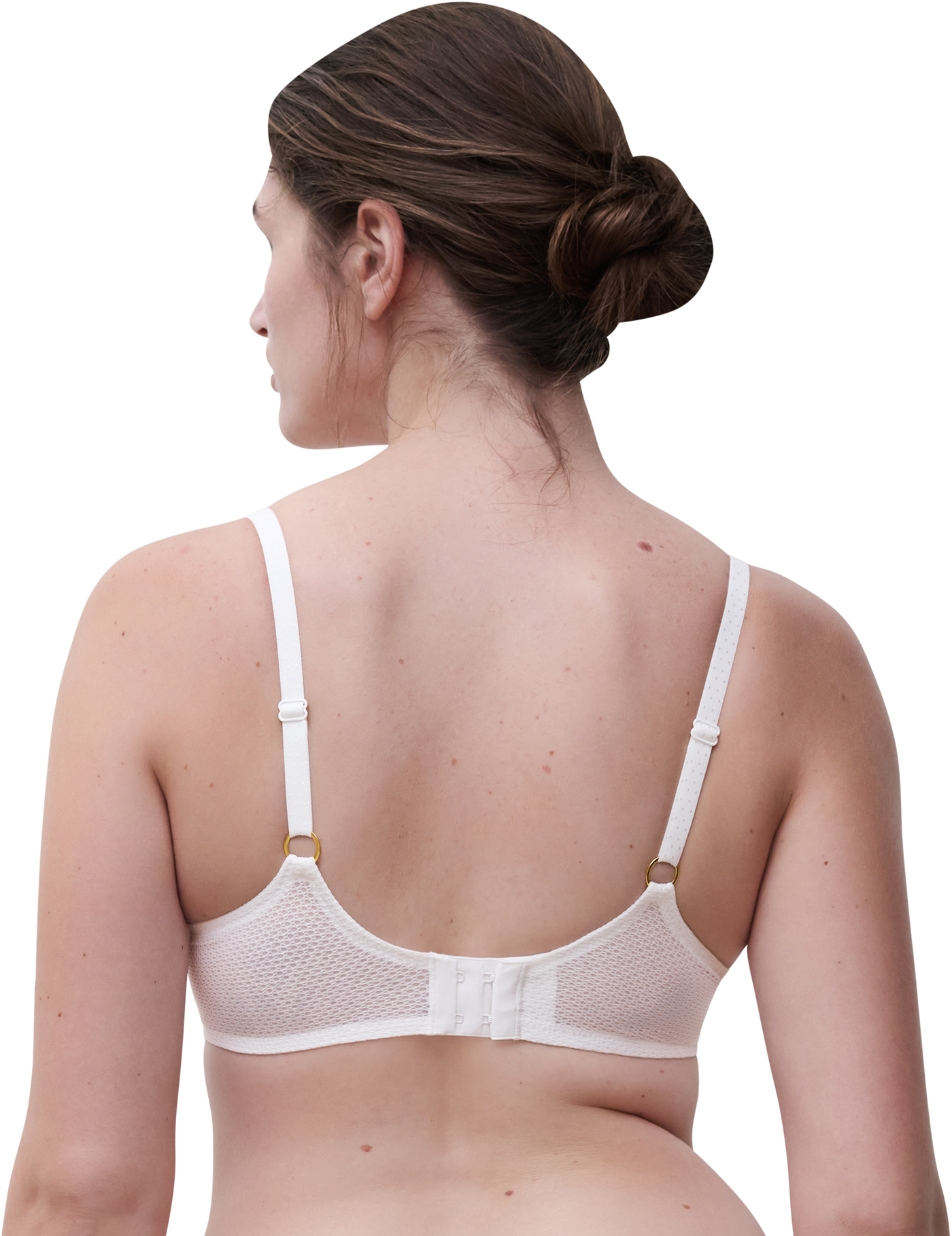 Chantelle Fleurs Signature Plunge underwire bra Satin Milk