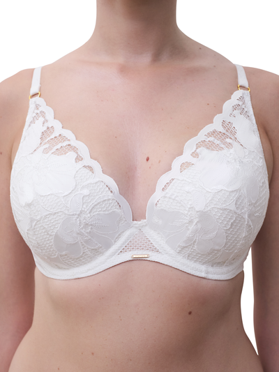 Chantelle Fleurs Signature Plunge underwire bra Satin Milk