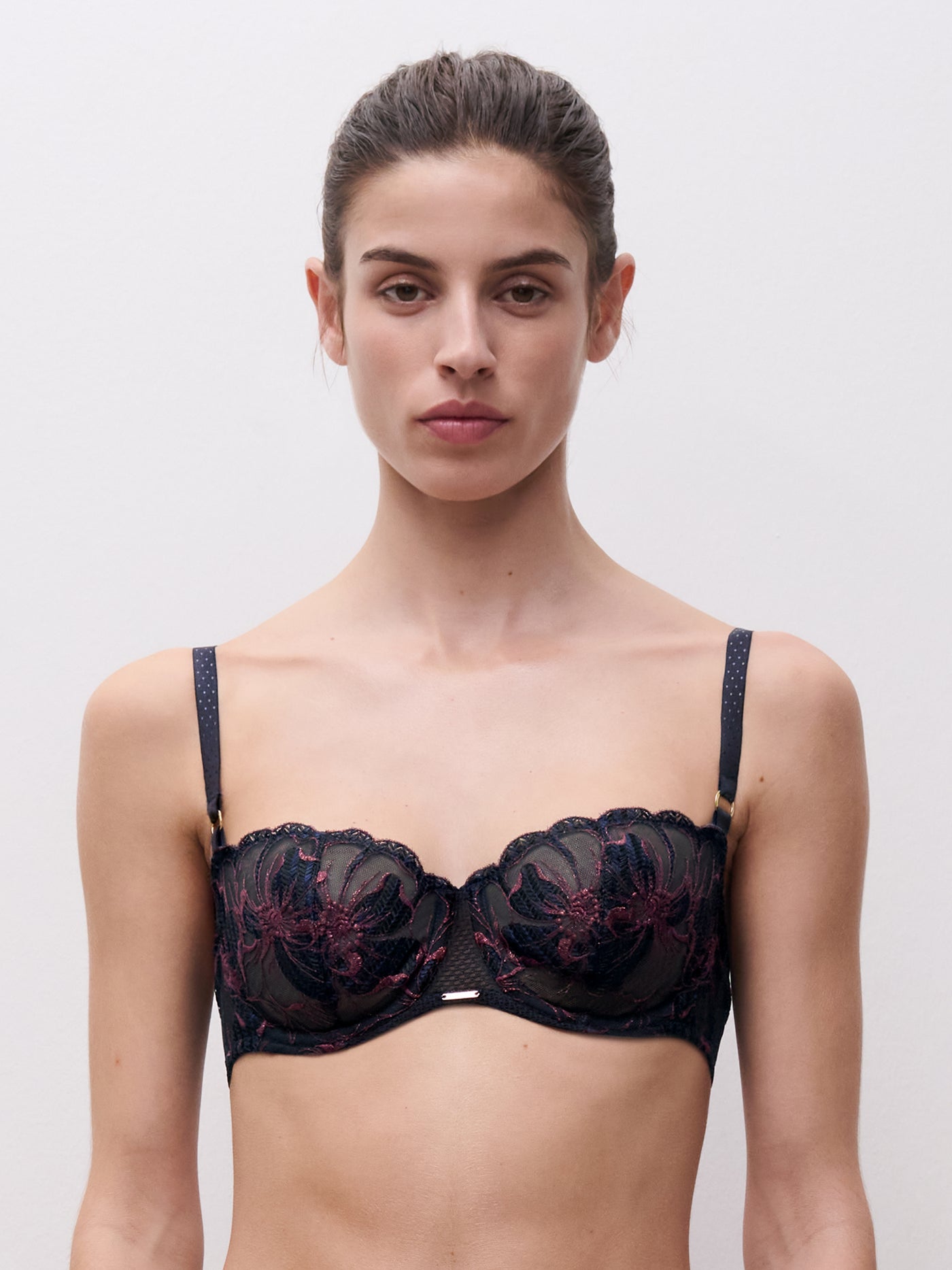 Chantelle Fleurs Signature Half-Cup Balcony Bra Sailing Blue Lurex