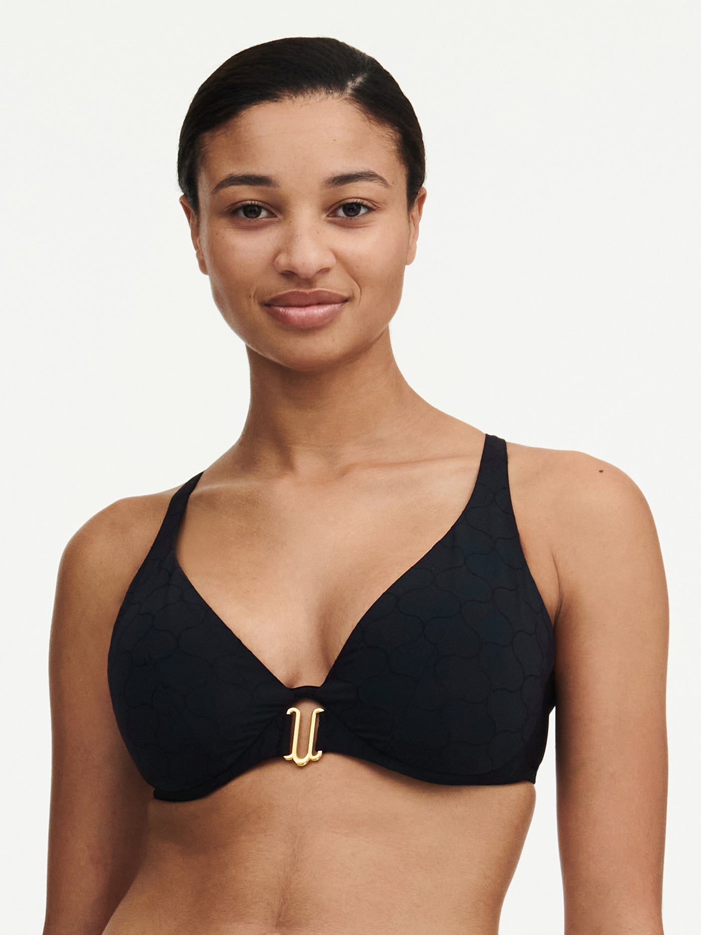 Chantelle Beachwear Glow wire plunge bikini bra Black