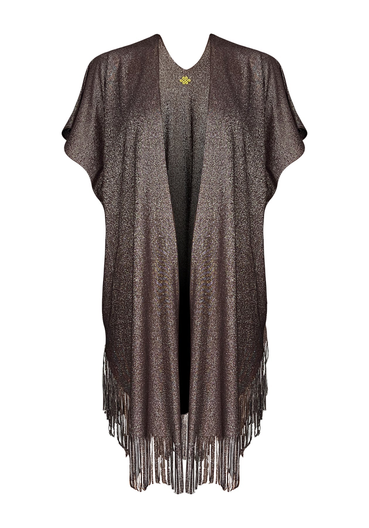 Kaanda Beach Life Lurex Kaftan With Fringe Golden Nougat