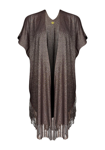 Kaanda Beach Life Lurex Kaftan With Fringe Golden Nougat