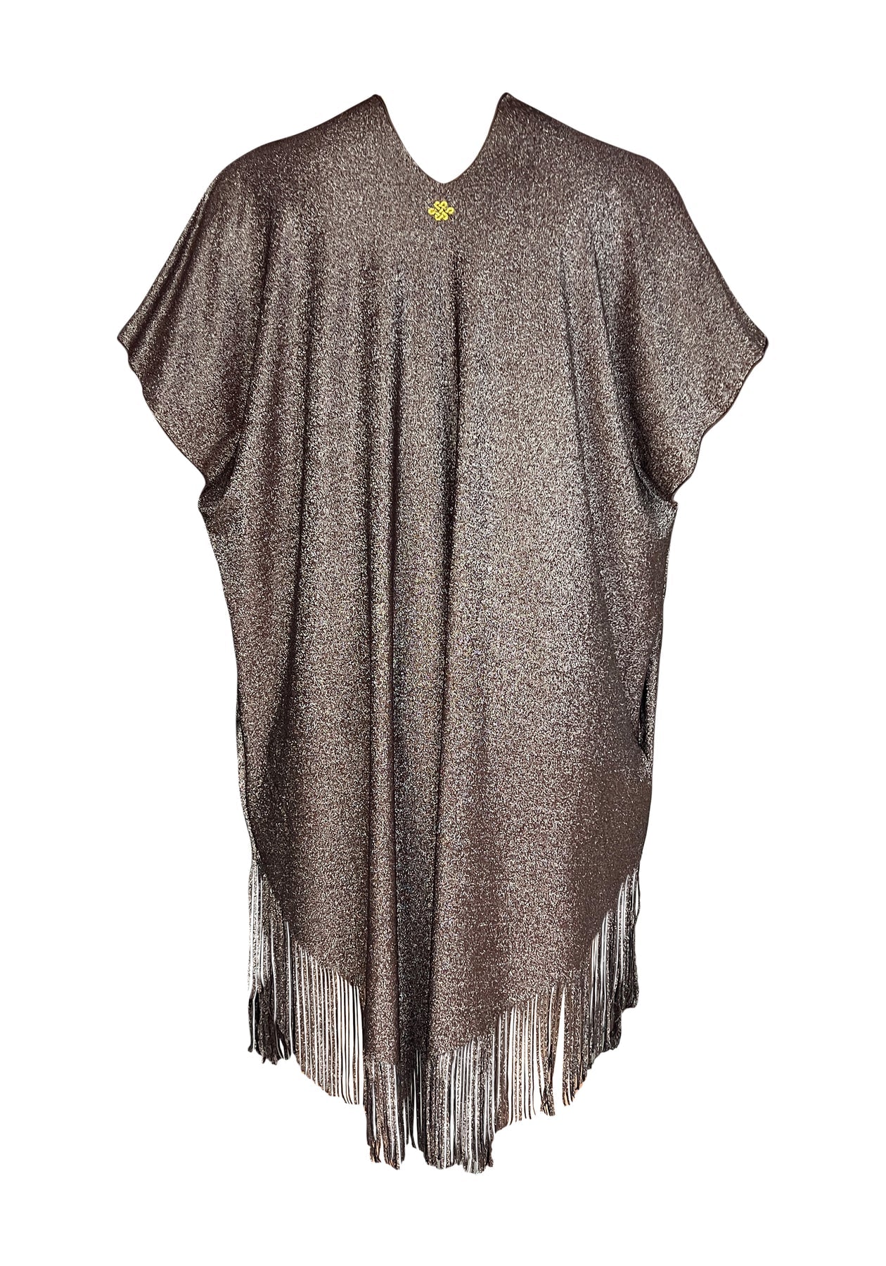 Kaanda Beach Life Lurex Kaftan With Fringe Golden Nougat