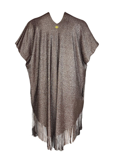 Kaanda Beach Life Lurex Kaftan With Fringe Golden Nougat