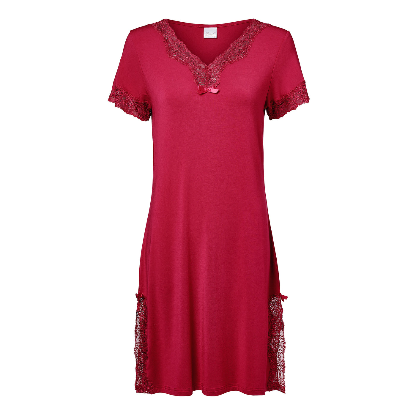 Pearl Design Stockholm Elegance S/S V-Neck Night Dress Jazzy Red