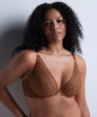 Aubade Stardust Dream Triangle Plunge bra Amber Gold