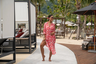 Kaanda Beach Life red leo Skjortklänning