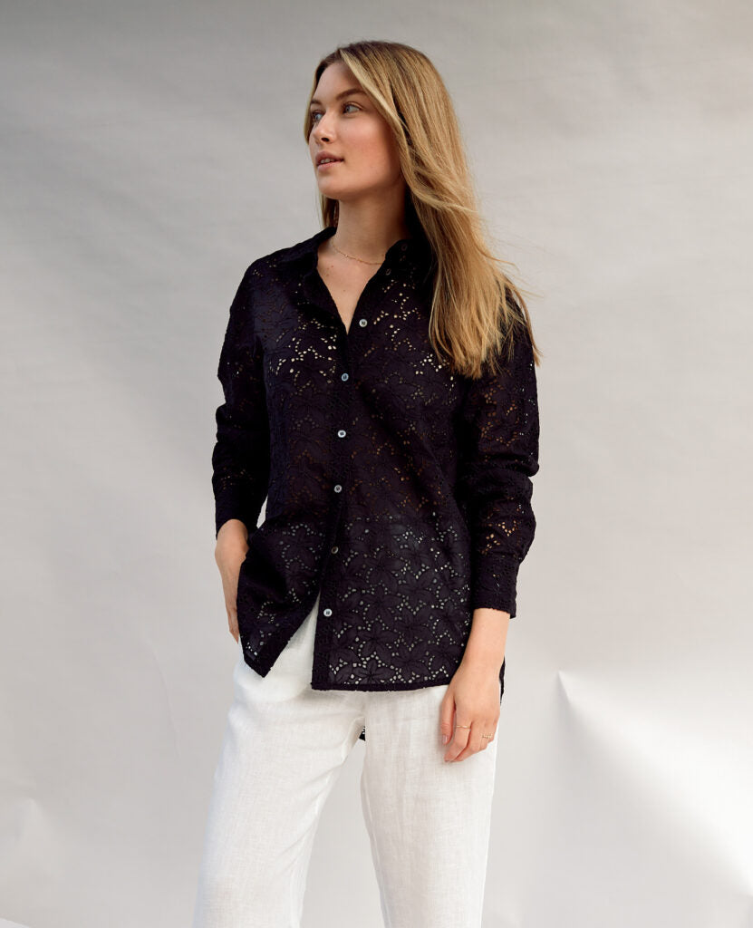 Milook Kim shirt lace Black