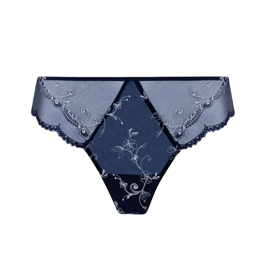 Lise Charmel Deesse en glam Thong Marine Argent