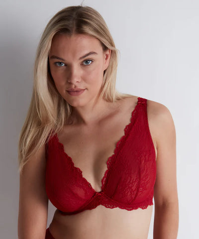 Aubade Danse Des Sens triangle plunge bra Irresistible Red