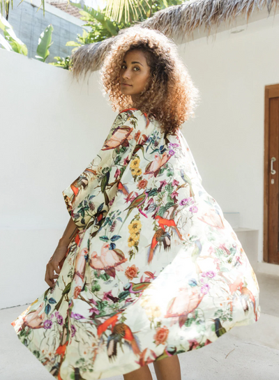Kaanda Beach Life Humming Bird Kimono
