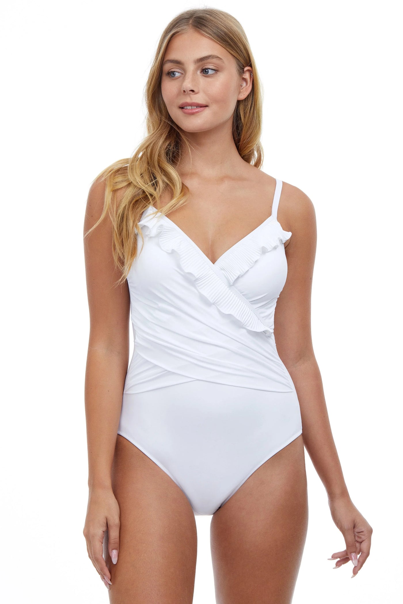 Profile by Gottex Pleat it wrap-over one-piece White