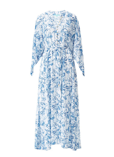Melissa Odabash Edith Dress Blue Leaf