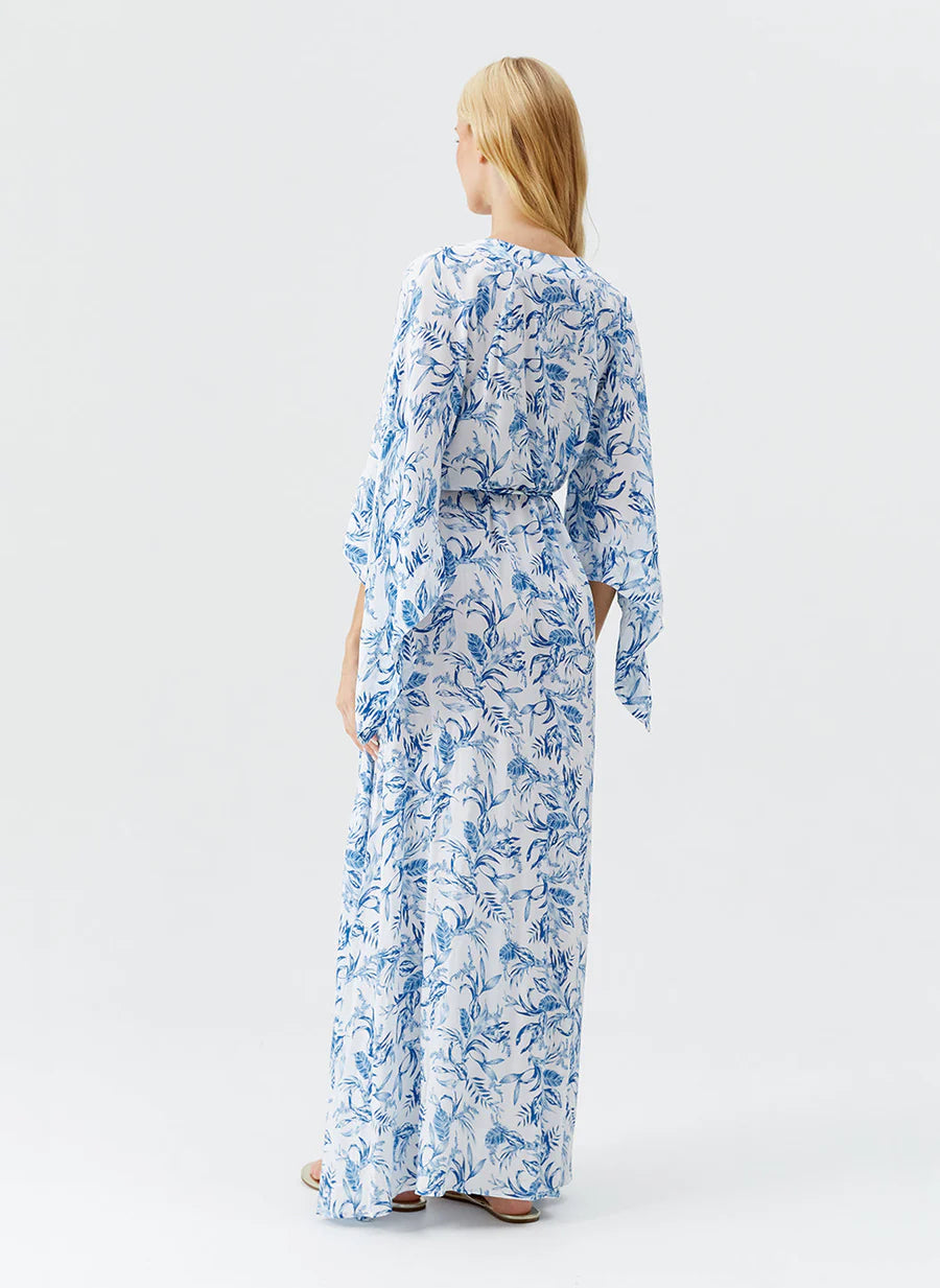 Melissa Odabash Edith Dress Blue Leaf