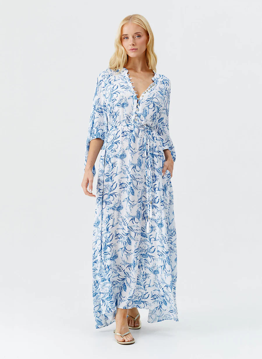 Melissa Odabash Edith Dress Blue Leaf