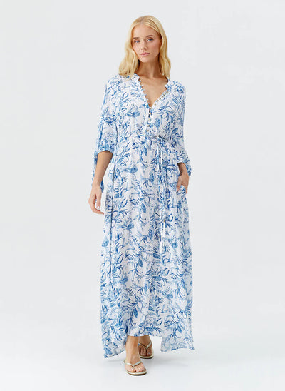 Melissa Odabash Edith Dress Blue Leaf