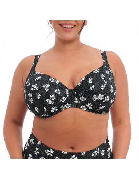 Elomi Swim Plain Sailing Plunge Bikini Top Black Daisy