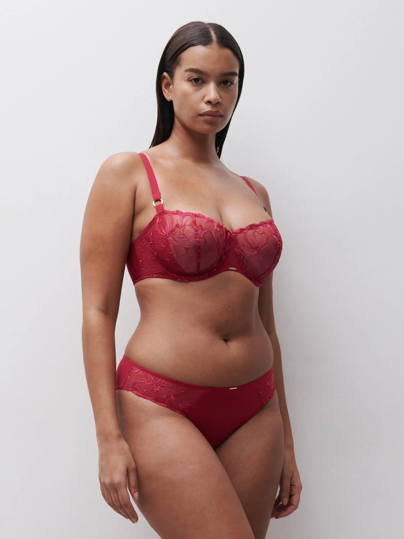 Chantelle Fleurs Half-Cup Balcony Bra Pomme d'Amour