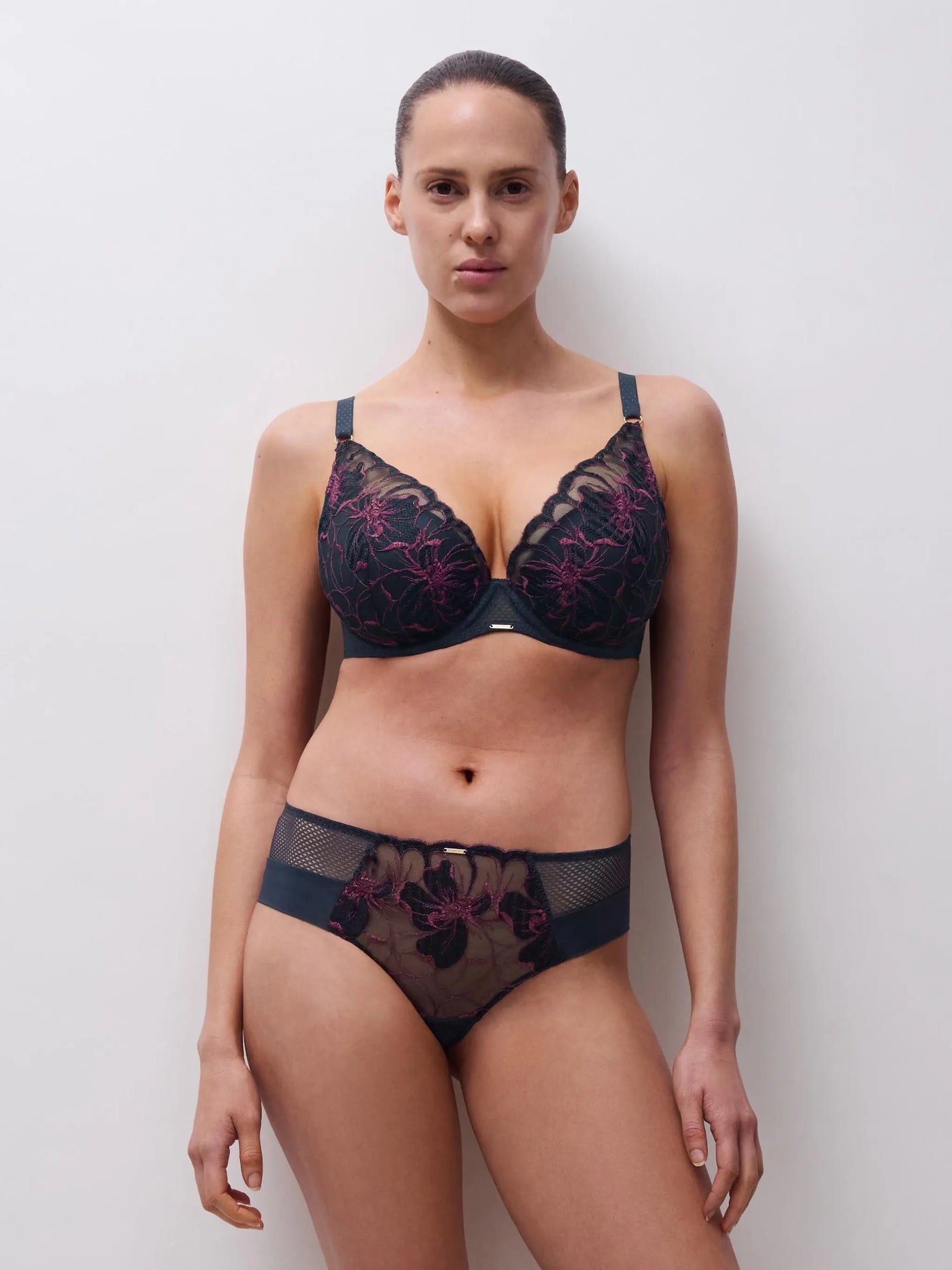 Chantelle Fleurs Revealing Shorty Sailing Blue Lurex