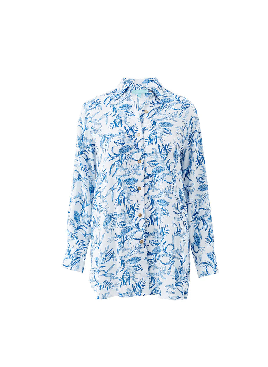 Melissa Odabash Paige shirt Blue Leaf