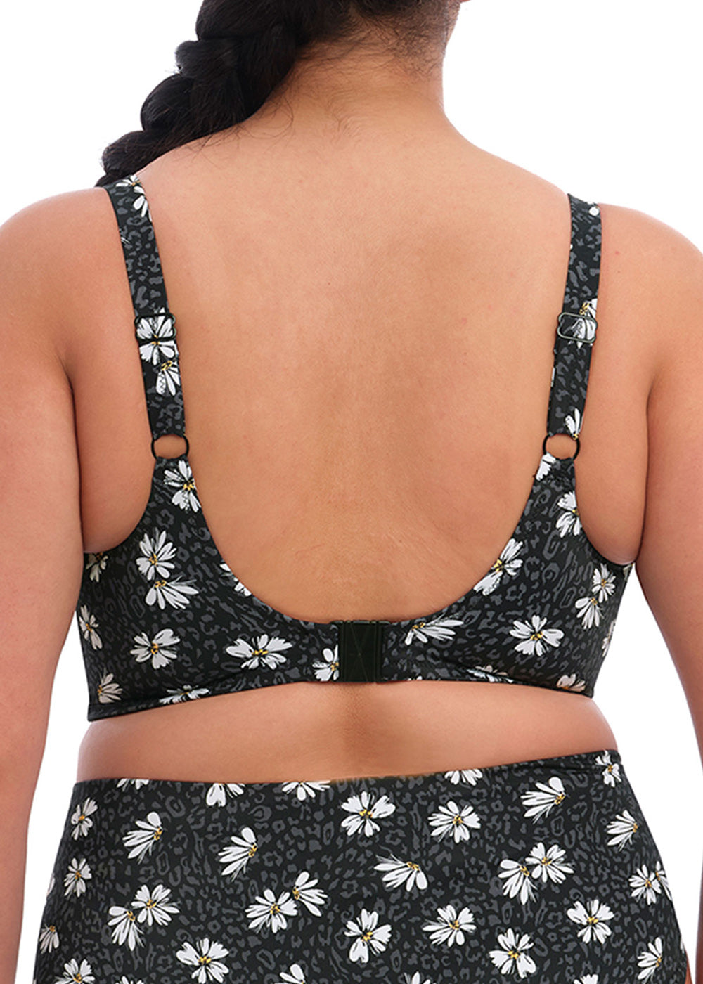 Elomi Swim Plain Sailing Plunge Bikini Top Black Daisy