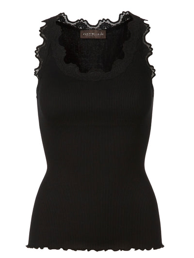 Rosemunde Classic silk top with lace Black
