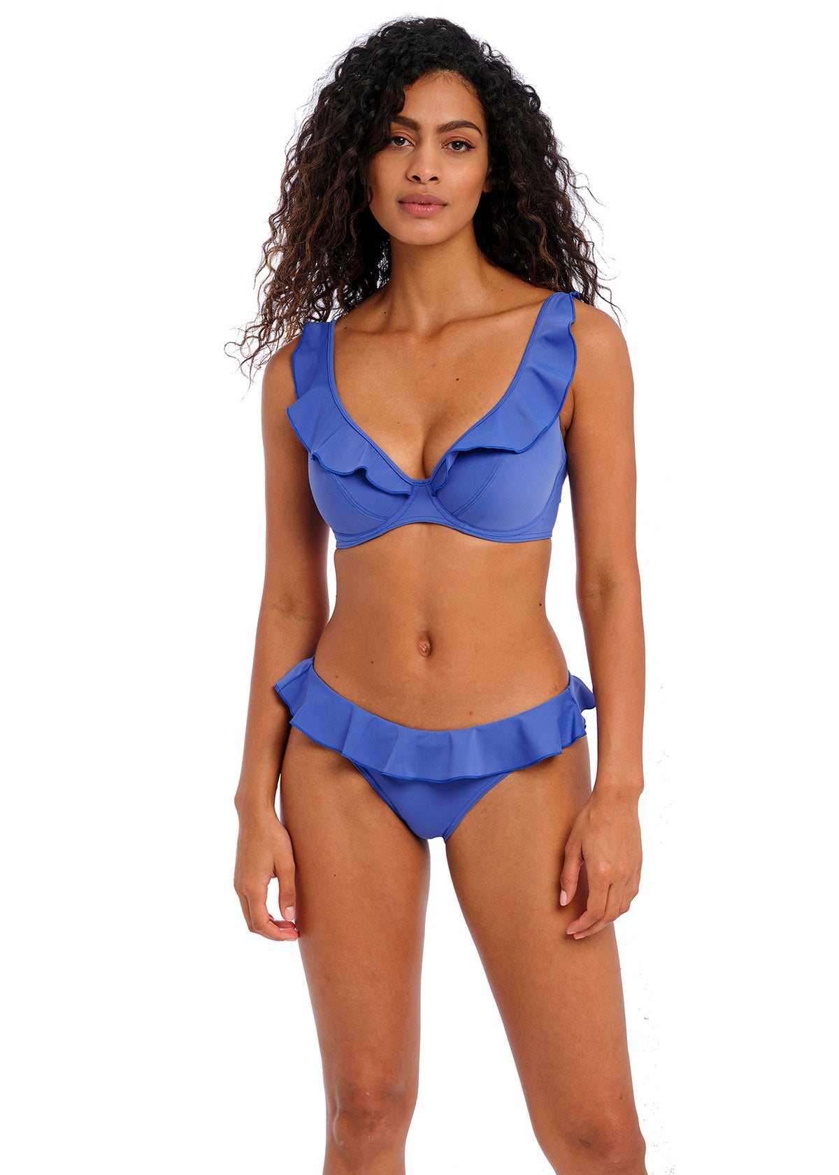 Freya Jewel Cove High Apex Bikini top Plain Azure