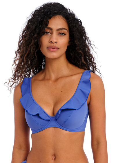 Freya Jewel Cove High Apex Bikini top Plain Azure