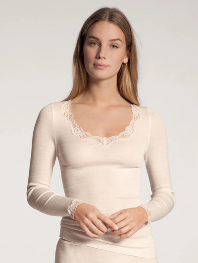 Calida Richesse lace wool & silk Light Ivory