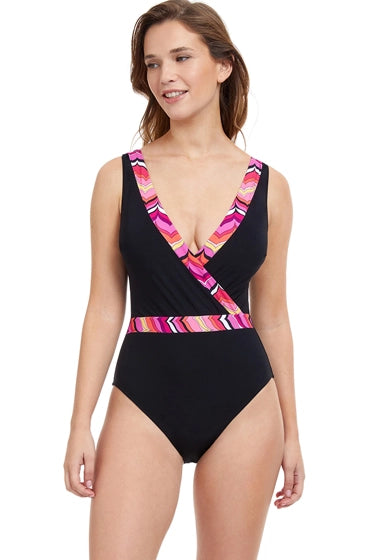 Profile by Gottex Palm Springs V-Neck One Piece Swimsuit