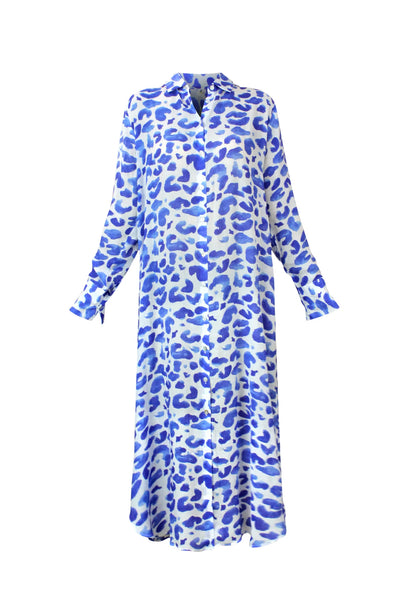 Kaanda Beach Life blue leo Skjortklänning
