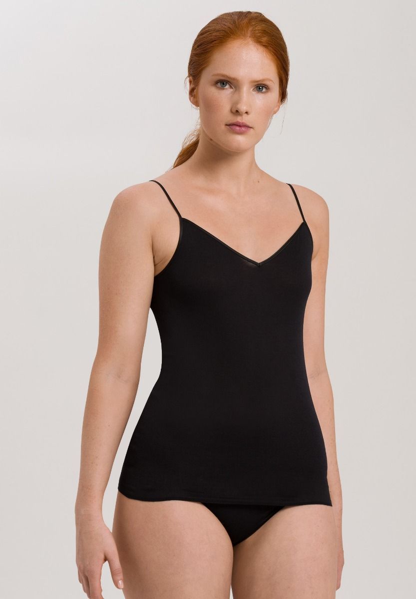 Hanro Cotton Seamless V-neck camisole Black