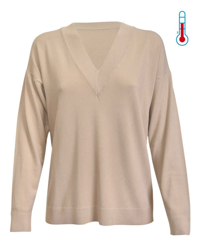 Verdissima lounge v-ringad tröja Beige